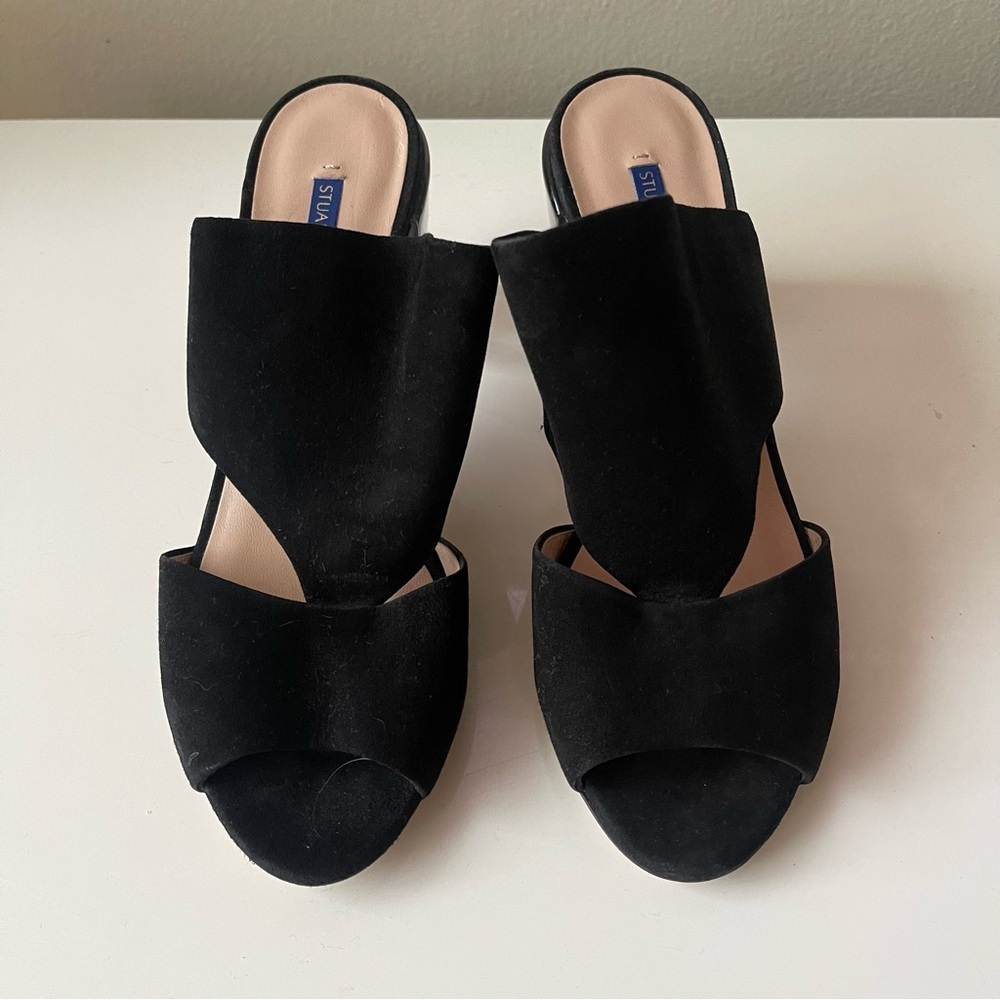 STUART WEITZMAN slip on heels size 8.5 Black - Picture 2 of 10
